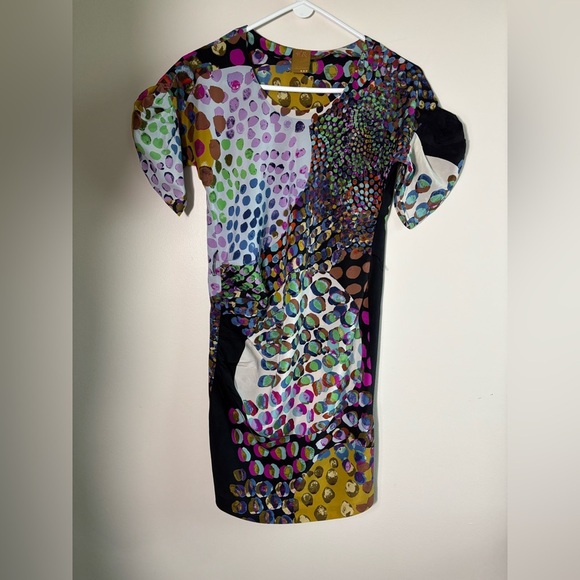 Anthropologie Silk Colorful Abstract Pattern t-shirt Dress size XS - Picture 4 of 11